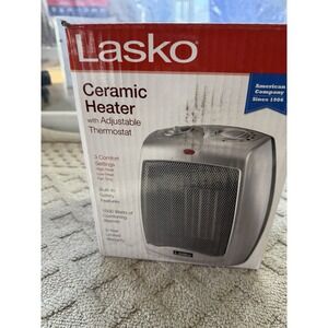 Lasko 1500W Small Ceramic Space Heater, Thermostat, 100 sq ft